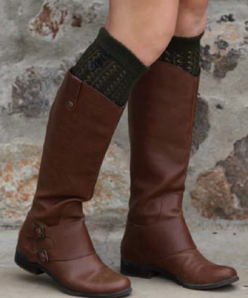 Knit Knee High Socks (Black or Olive)