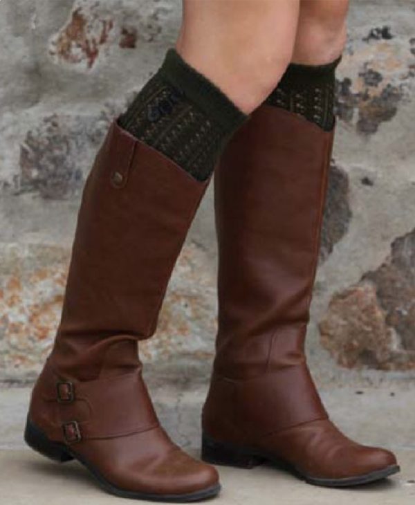 Knit Knee High Socks (Black or Olive)