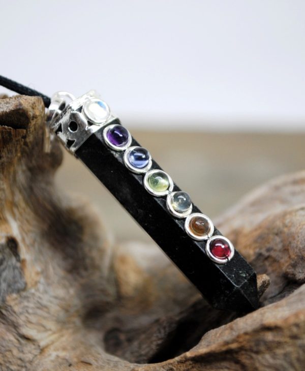 Black Tourmaline 7 Chakra Necklace