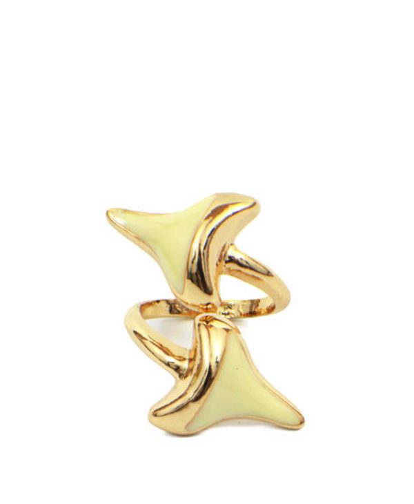 Gold Plated Double Shark Tooth Ring