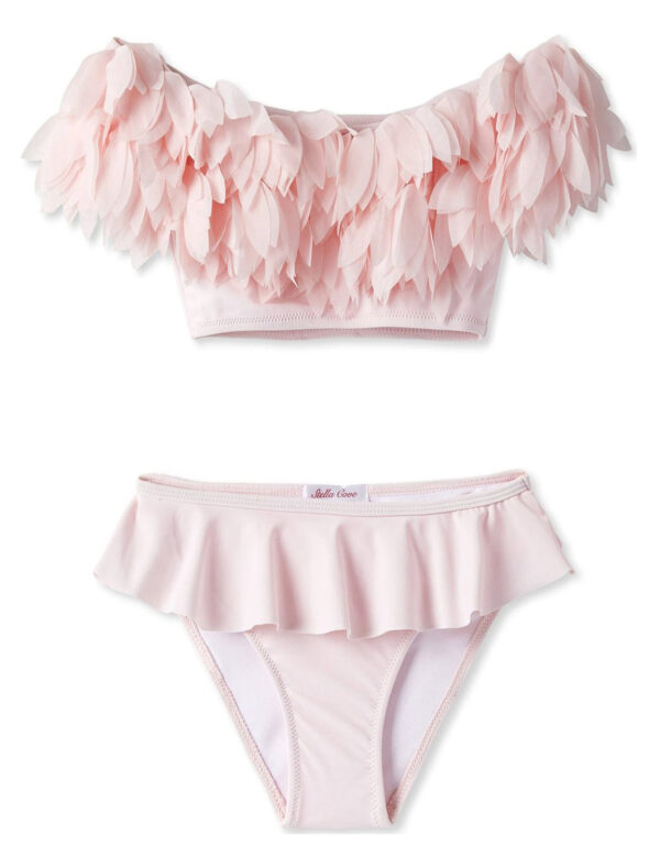 pink draped bikini with petals