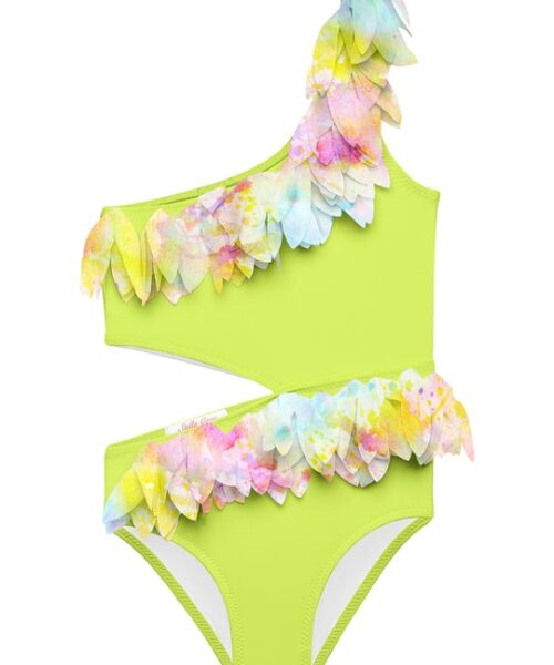 Neon Yellow Swimsuit With Petals